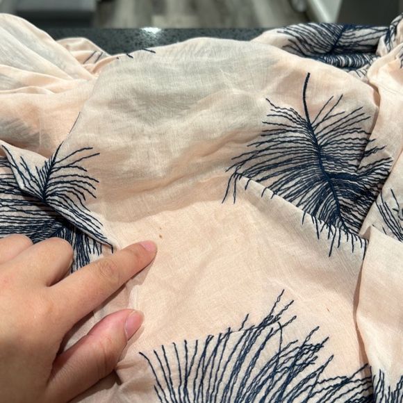 Byron Lars On A Wing Peplum Blouse Feather Print Blouse Size 2 Cotton Womens - Picture 5 of 8